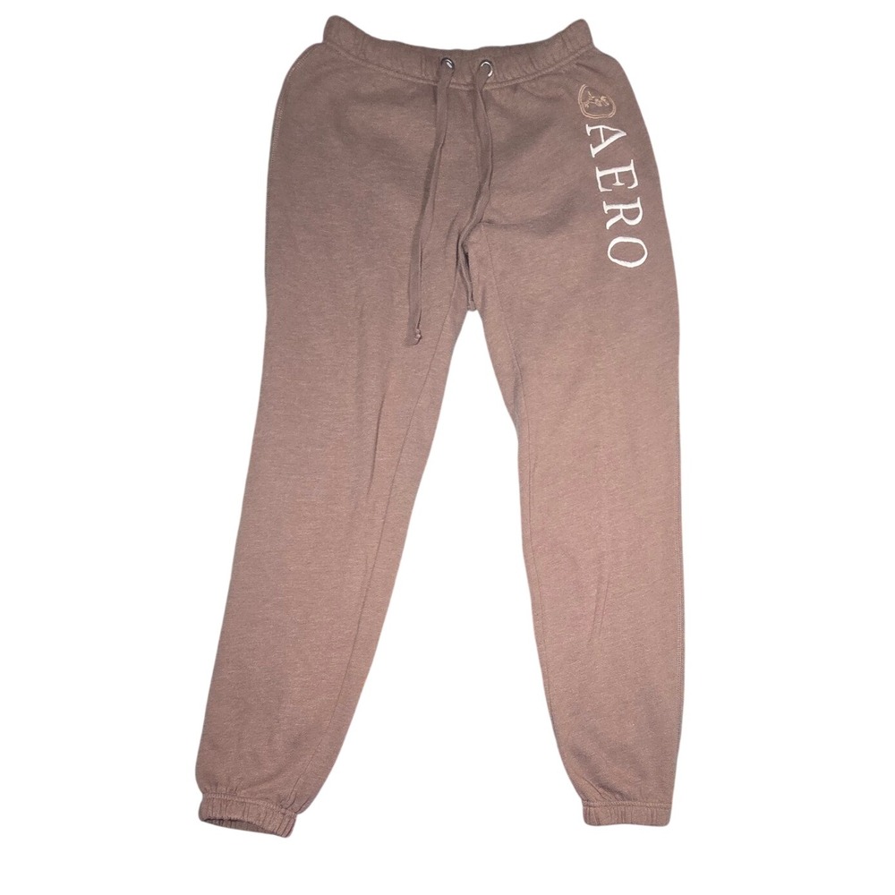 COZY Aeropostale Womens XS Brown Aero Graphic Jogger Sweatpants 3056 GL_ISCM9